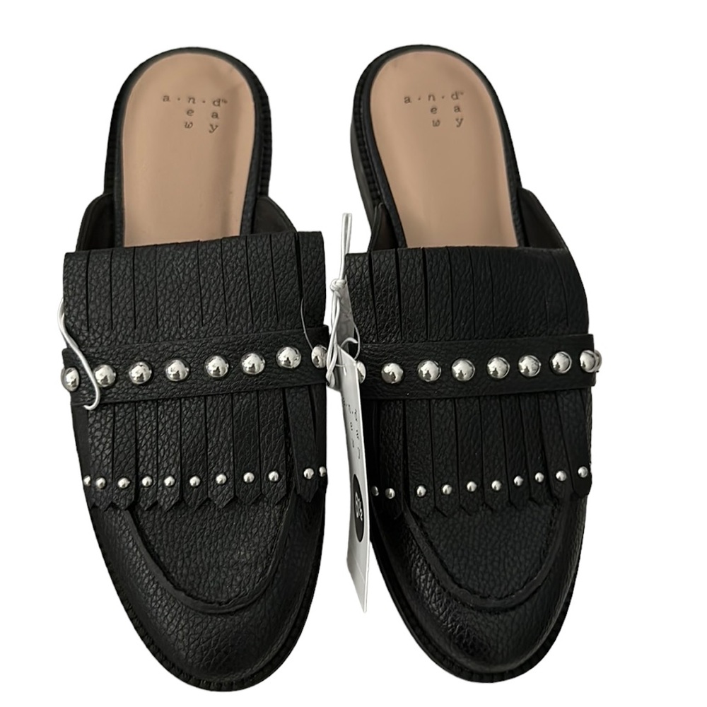 NWT studded mules faux leather